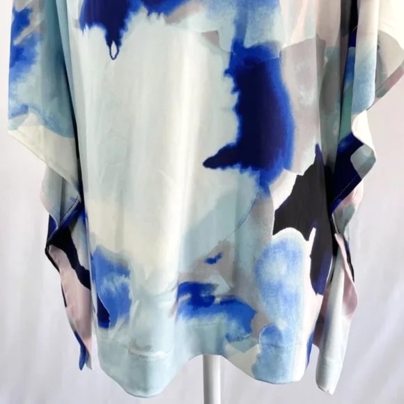 New Alfani Printed Dolman Sleeve Top Paint Profusion Blue Multicolor Size Small - Picture 13 of 16